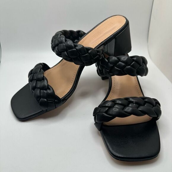CUSHIONAIRE Women's Braided Heel Sandal +Memory Foam 7.5 BLACK - Picture 7 of 7